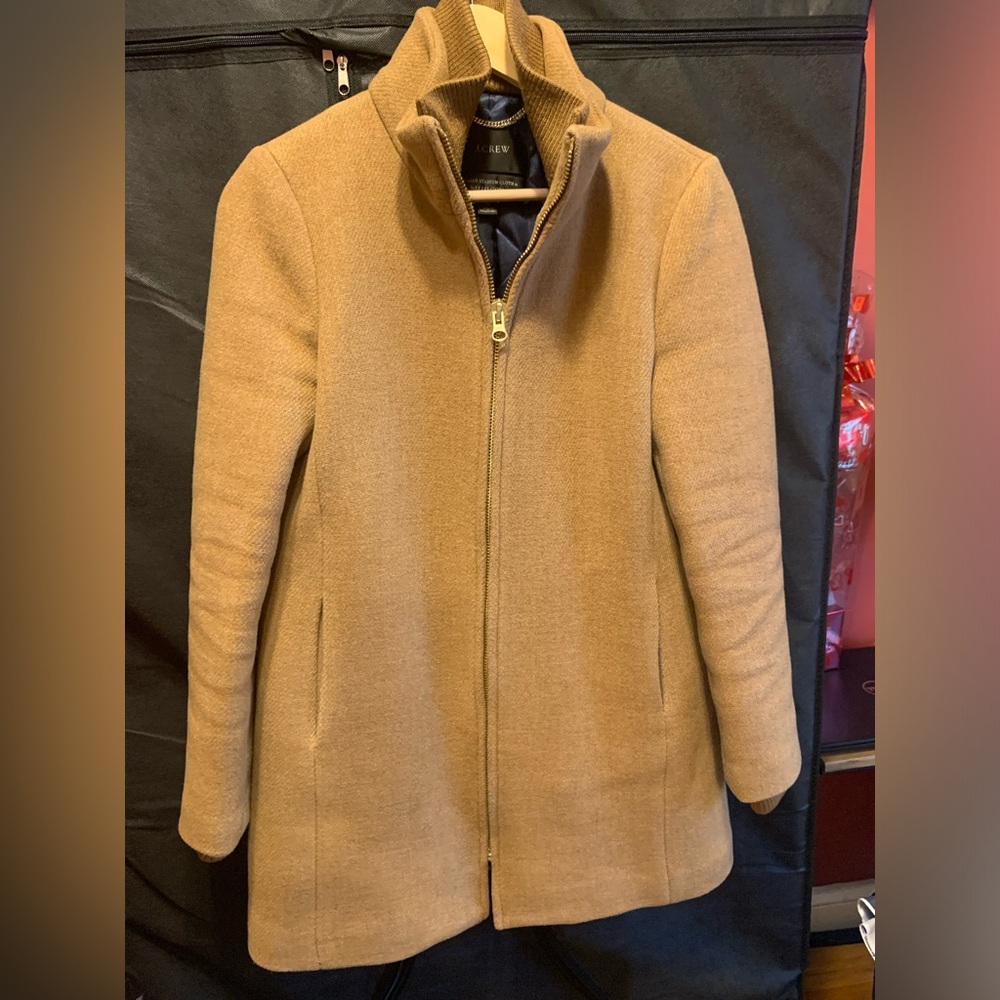 J. Crew Camel Wool Blend Zip-Front Coat